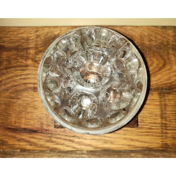 Vintage Clear Glass Flower Frog - Thick, Heavy 4" Floral Arranger, Vase 13 Holes - Picture 3 of 7